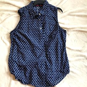 Regal Navy Blue Collared Sleeveless button down